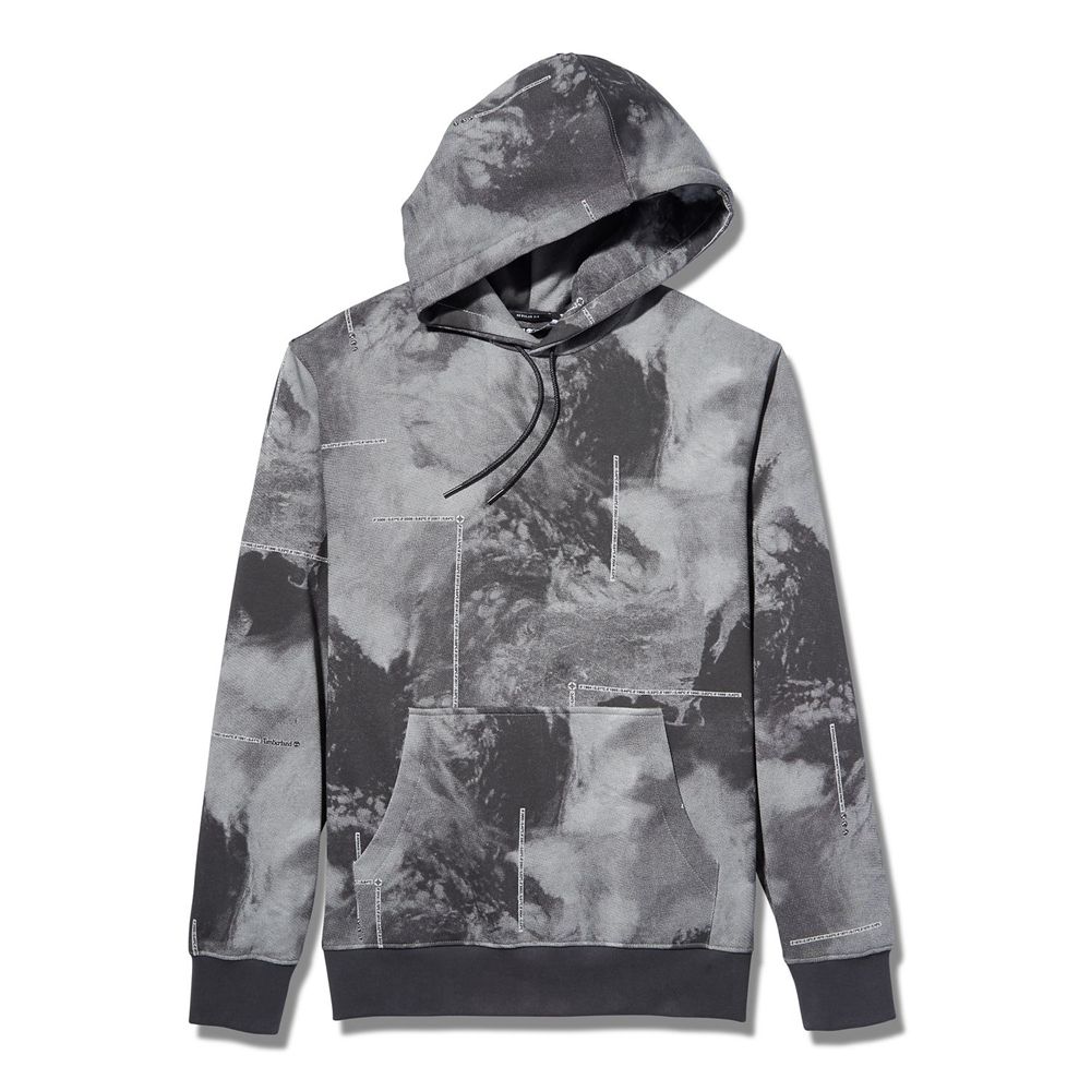 Timberland Mens Sweatshirts Reflective Printed Pullover Hoodie - Dark Grey - India TJ8375691